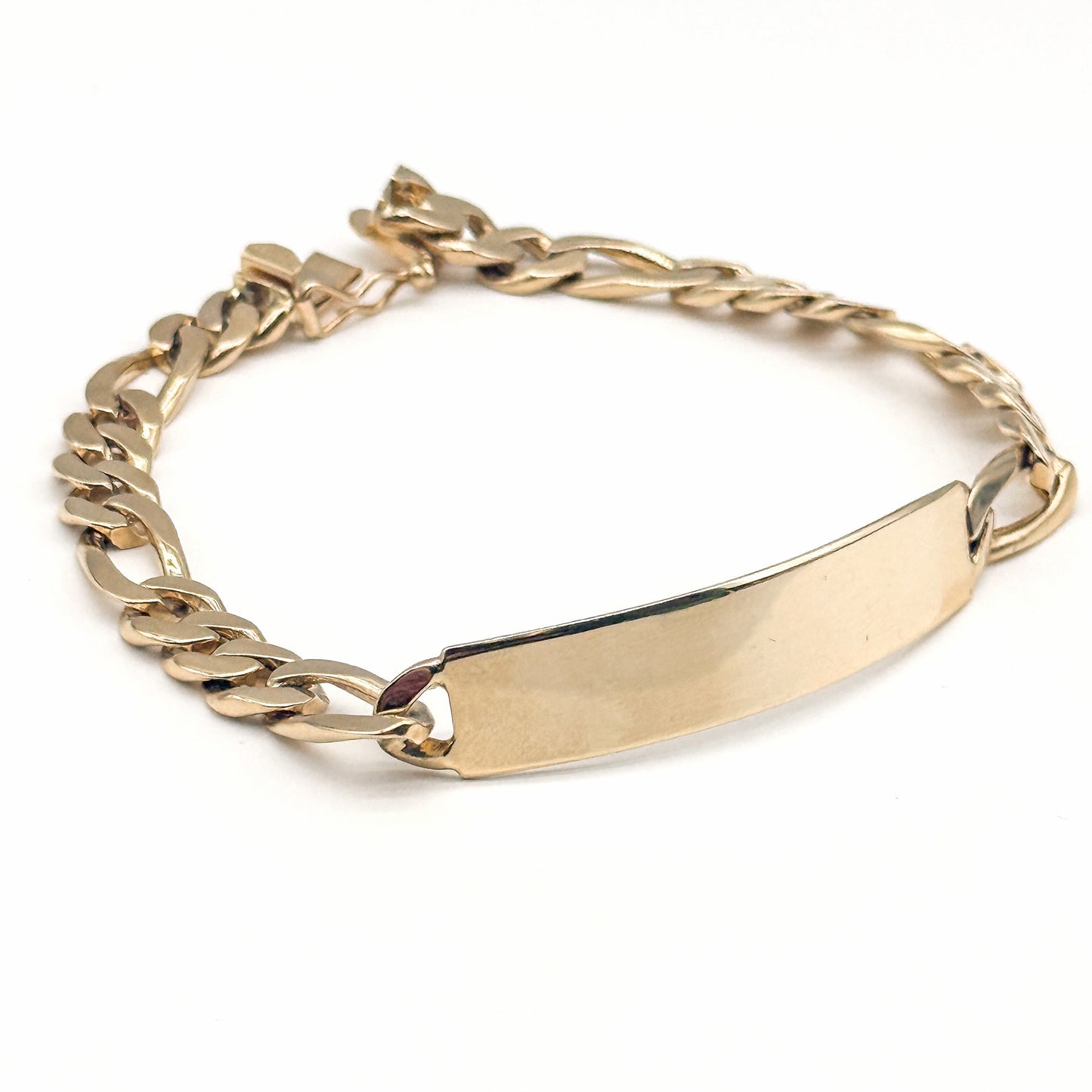 14K Yellow Gold ID Bracelet 8.5” Solid Gold Heavy Chain 30.7g Men’s Classic Engravable Bracelet