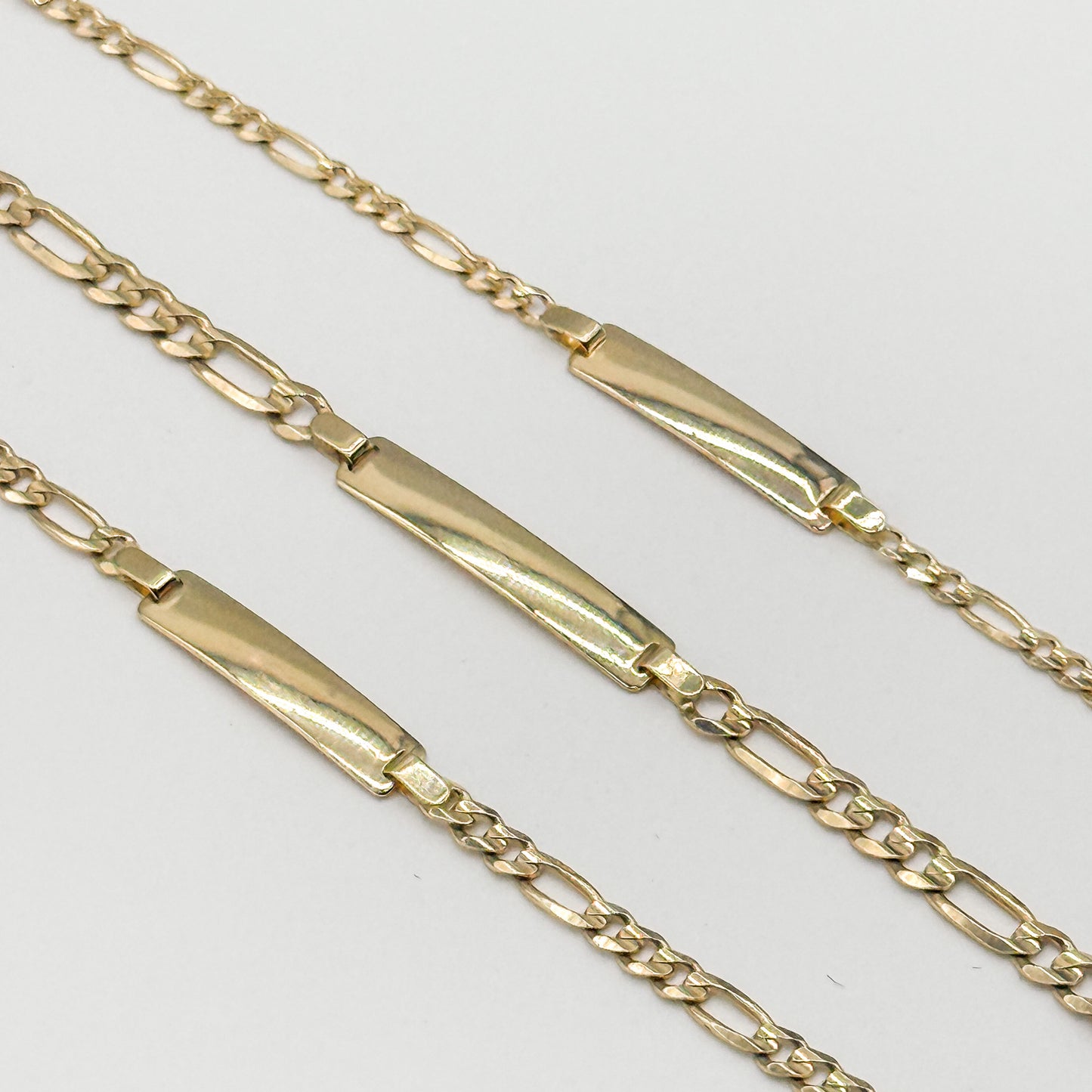 14K Yellow Gold Figaro ID Bracelet Solid Gold Engravable Bracelet