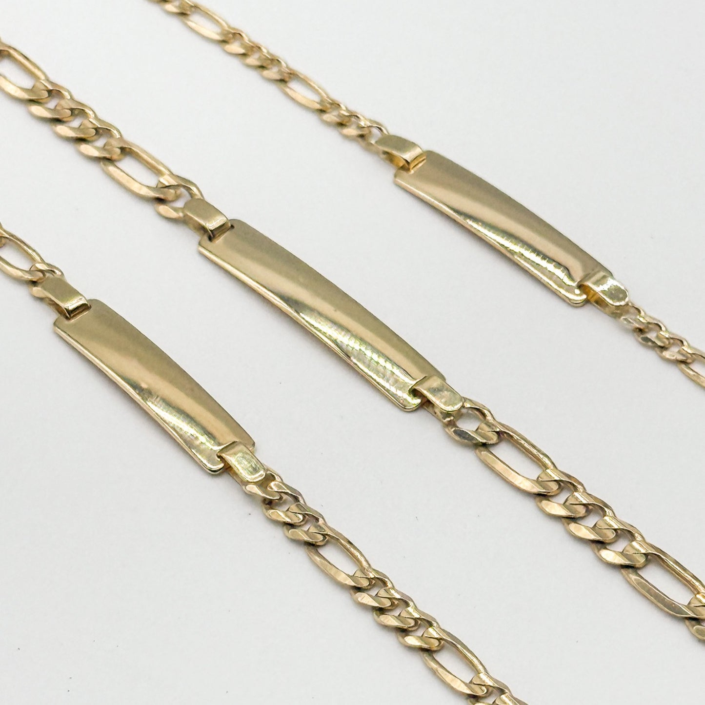14K Yellow Gold Figaro ID Bracelet Solid Gold Engravable Bracelet