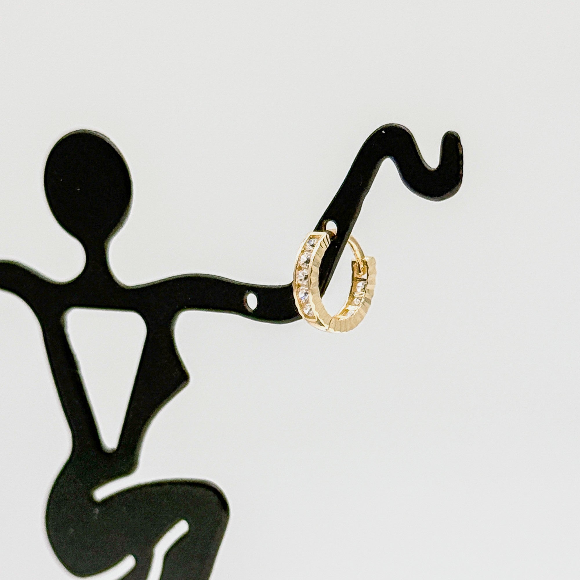 14K Yellow Gold CZ Small Hoop Earrings 2mm Child Size Lightweight 0.8 Grams