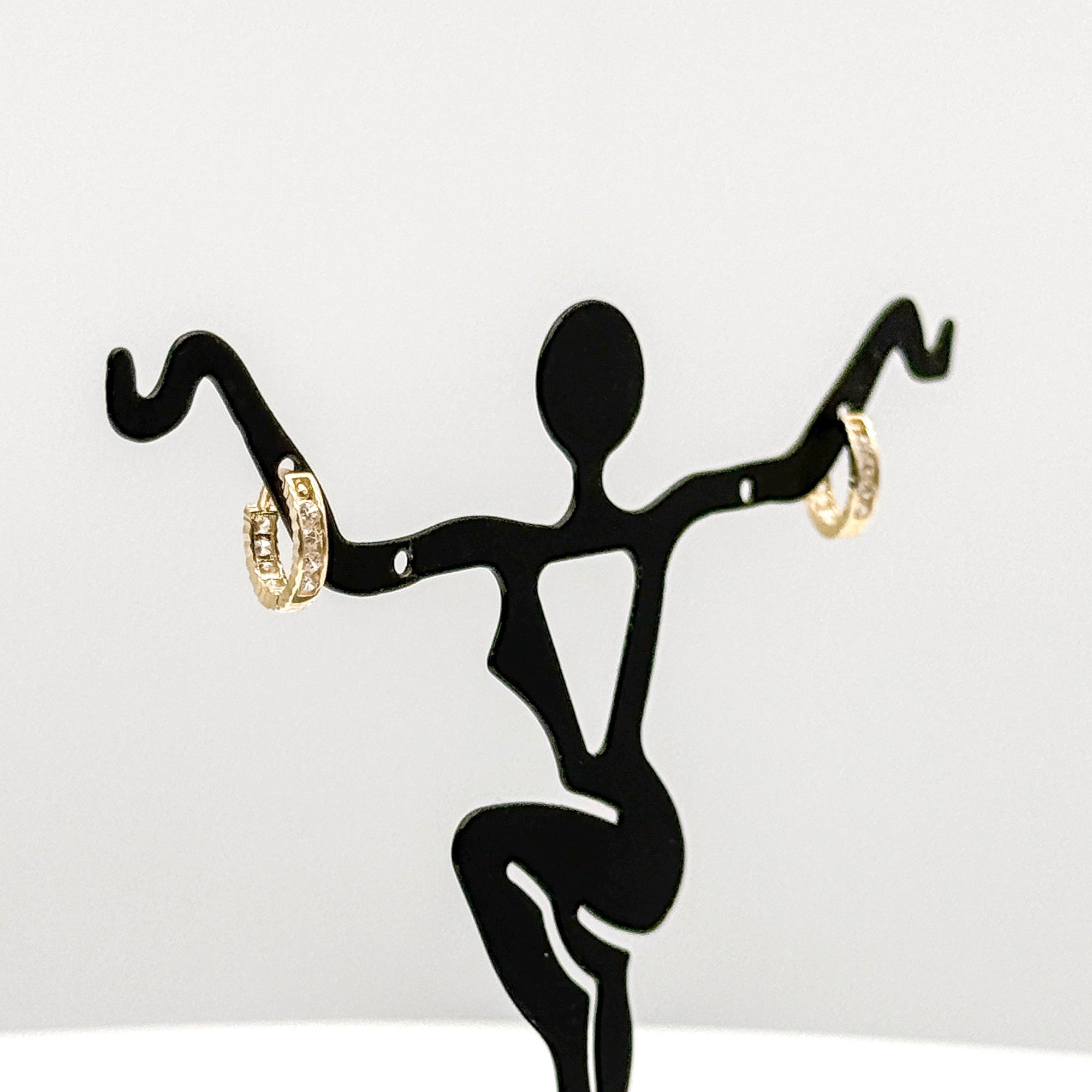 14K Yellow Gold CZ Small Hoop Earrings 2mm Child Size Lightweight 0.8 Grams