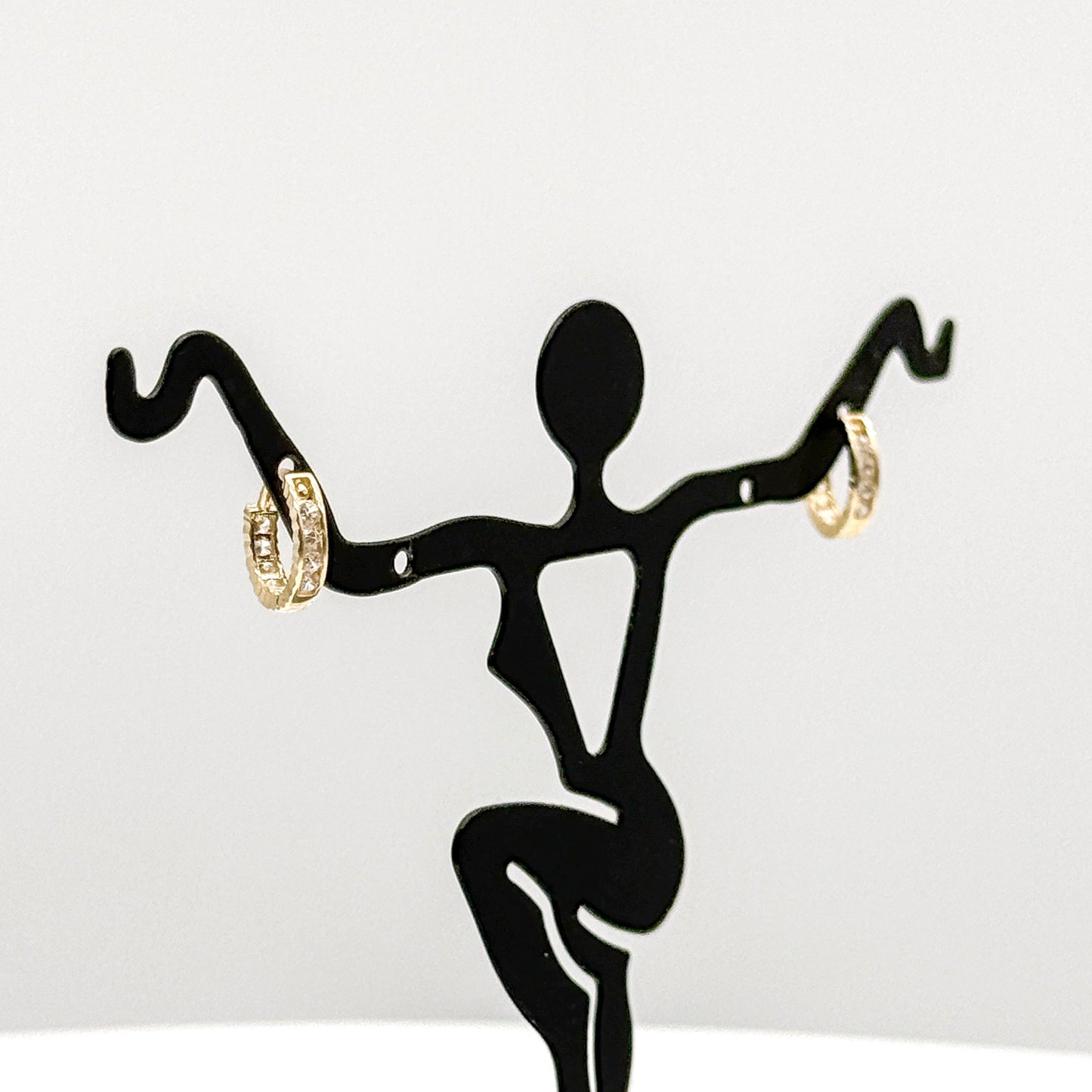 14K Yellow Gold CZ Small Hoop Earrings 2mm Child Size Lightweight 0.8 Grams