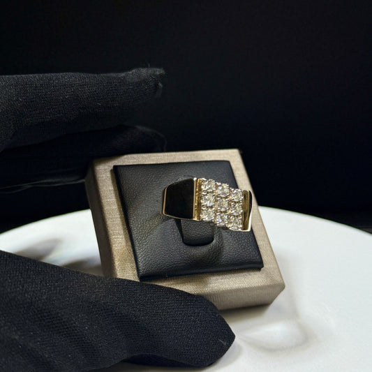 14K Yellow Gold 8.1G 1actw Round Brilliant 9 Diamond Ring Size 10