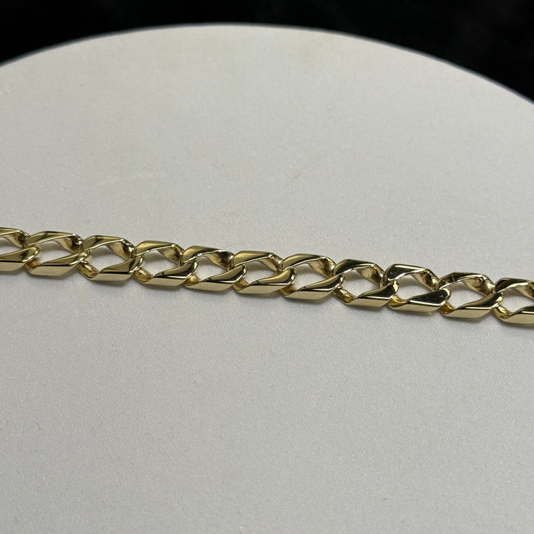 14K Yellow Gold 31.4 Grams 8.9mm 8” Squared Curb Bracelet