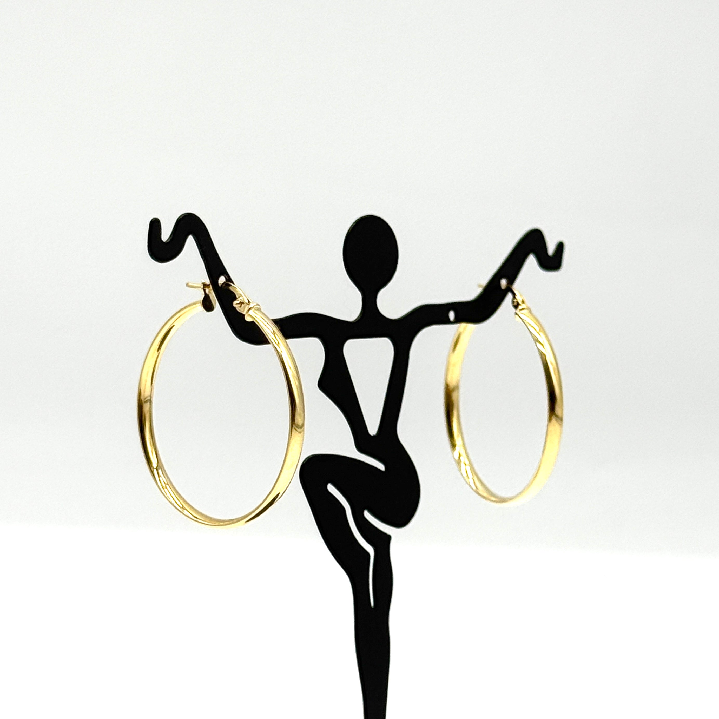 14K Yellow Gold Polished Earrings 1.25” Classic Hoops 1.9 Grams