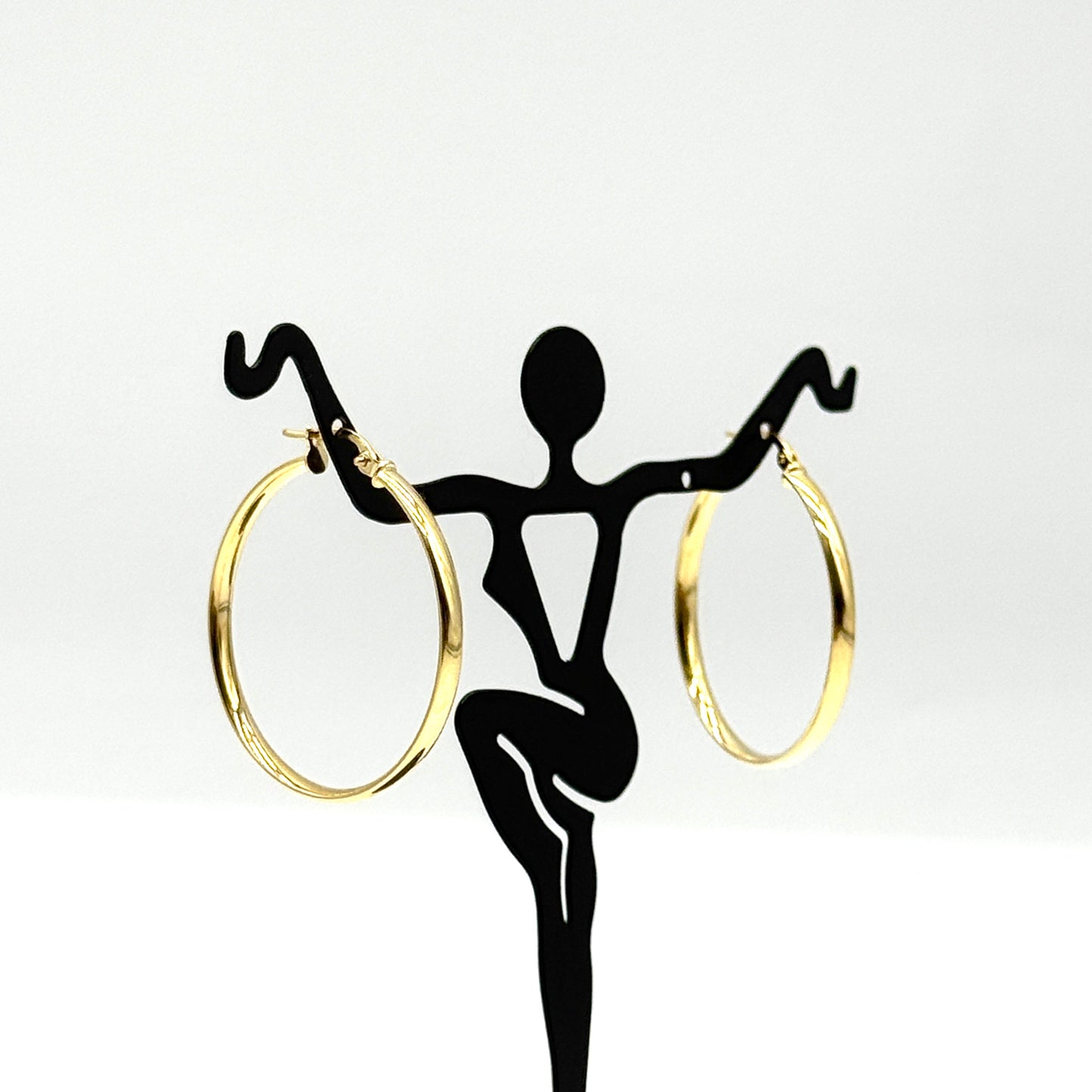 14K Yellow Gold Polished Earrings 1.25” Classic Hoops 1.9 Grams