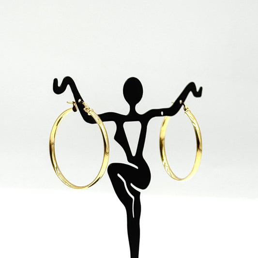 14K Yellow Gold Polished Earrings 1.25” Classic Hoops 1.9 Grams