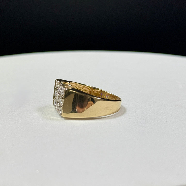 14K Yellow Gold 8.1G 1actw Round Brilliant 9 Diamond Ring Size 10