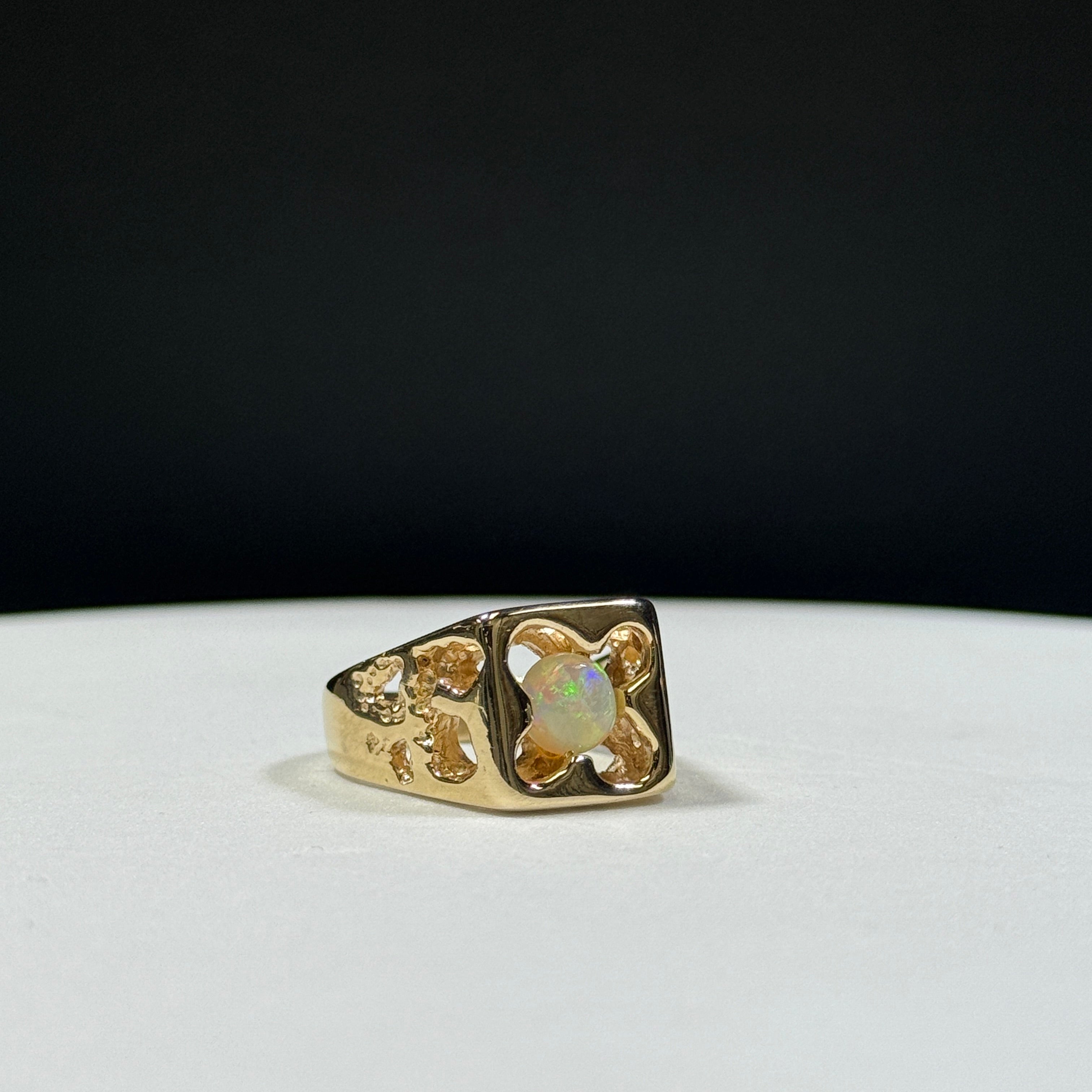 14K Yellow Gold Nugget Opal Ring 12.1g Size 9