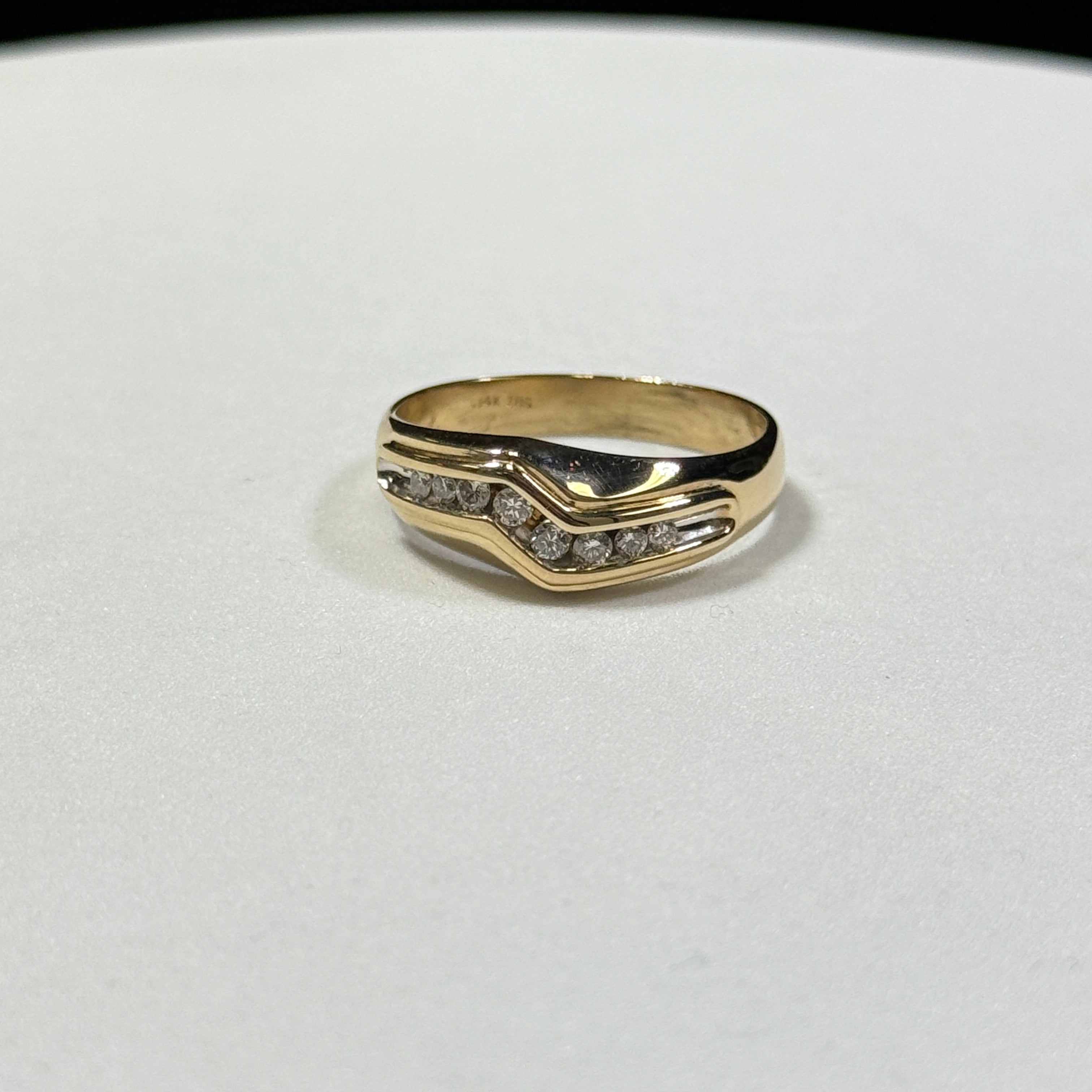 14K Yellow Gold Diamond Gents Band 5.7g – Size 11.5 (.24ctw)