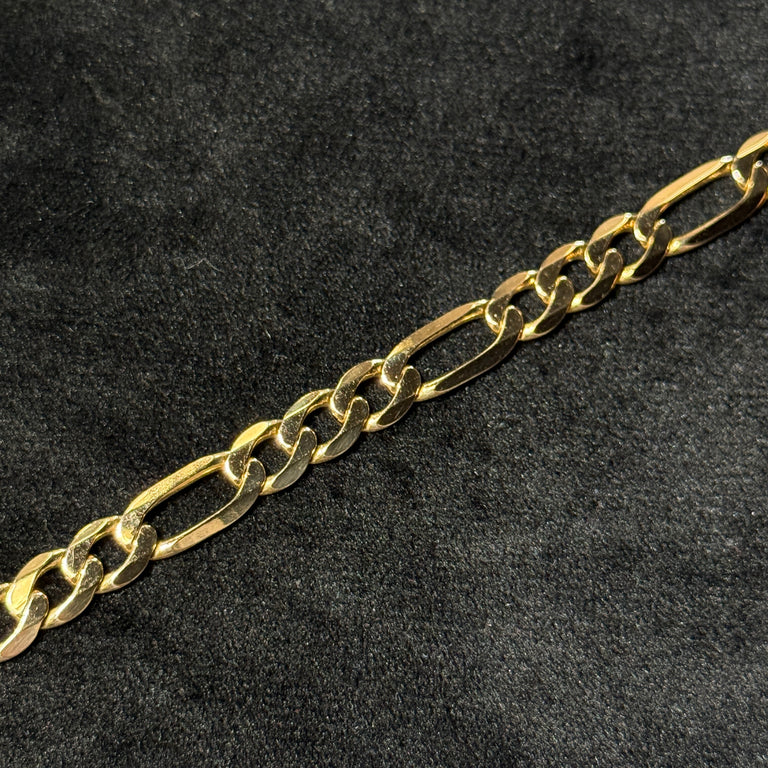 14K Yellow Gold 14.2 Grams 7MM 9.5” Figaro Bracelet