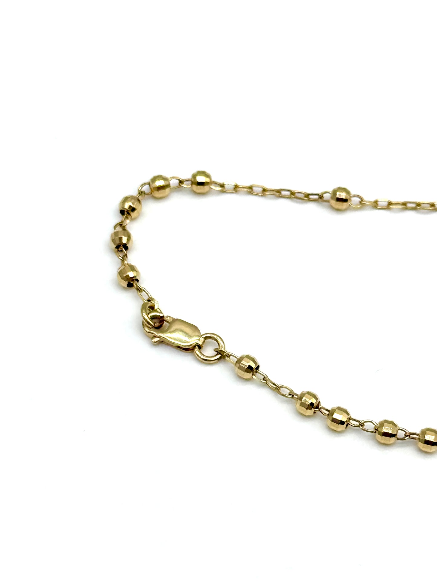 14K Yellow Gold Rosary Necklace 18 Inch 3mm Beaded 7 Grams Cross Pendant