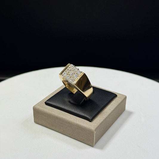 14K Yellow Gold 8.1G 1actw Round Brilliant 9 Diamond Ring Size 10