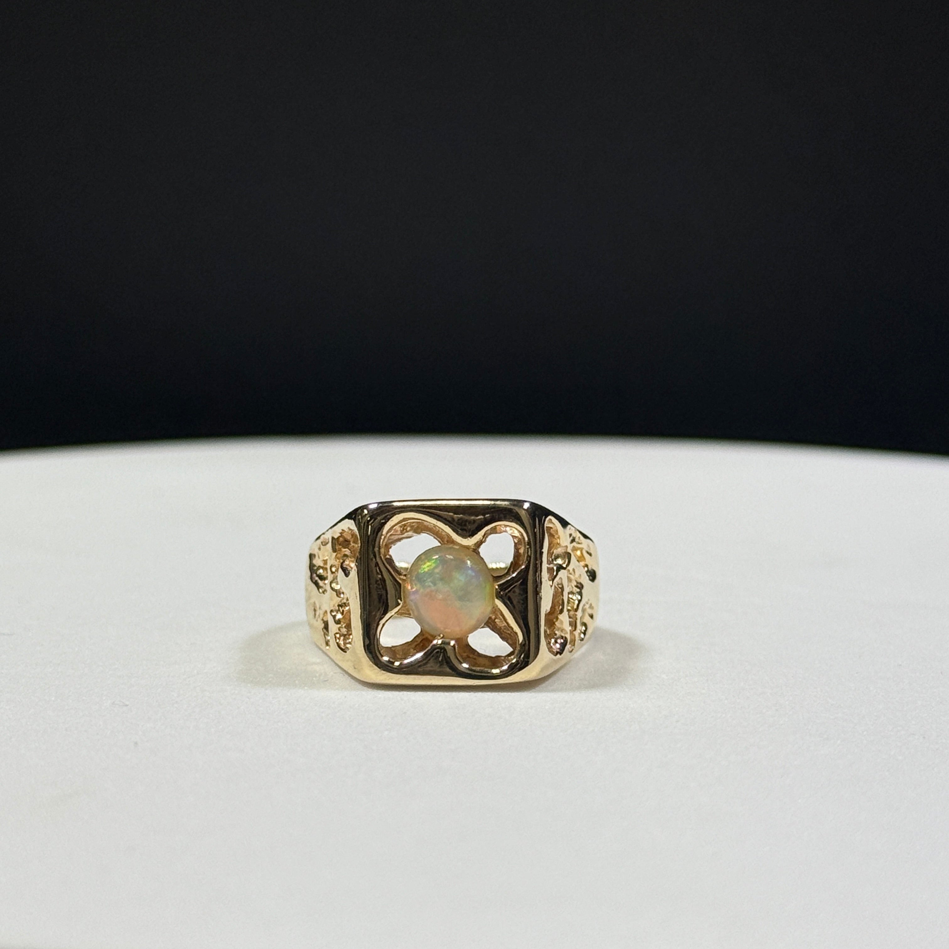 14K Yellow Gold Nugget Opal Ring 12.1g Size 9