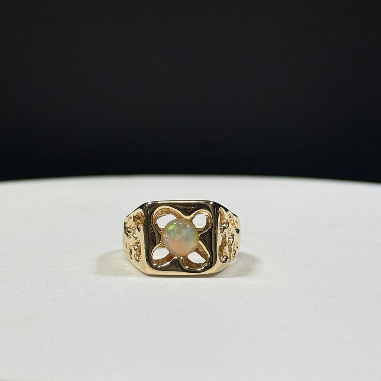 14K Yellow Gold Nugget Opal Ring 12.1g Size 9