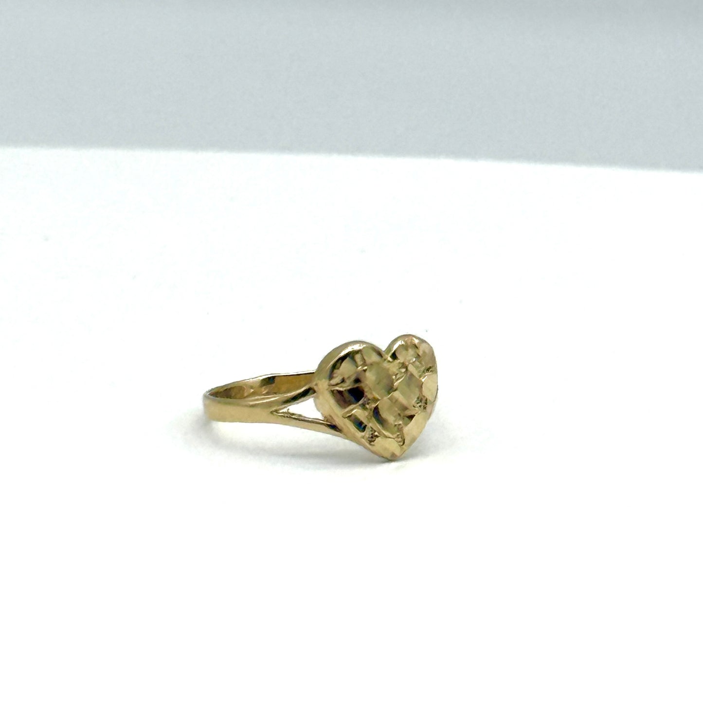 14K Yellow Gold Nugget Heart Ring Size 6.75 Textured Love Ring 1.3 Grams