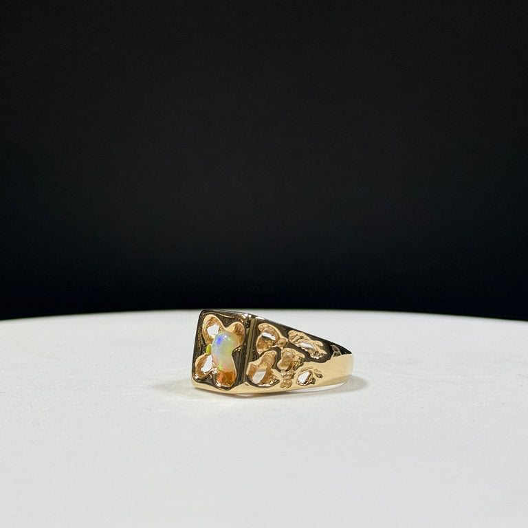 14K Yellow Gold Nugget Opal Ring 12.1g Size 9