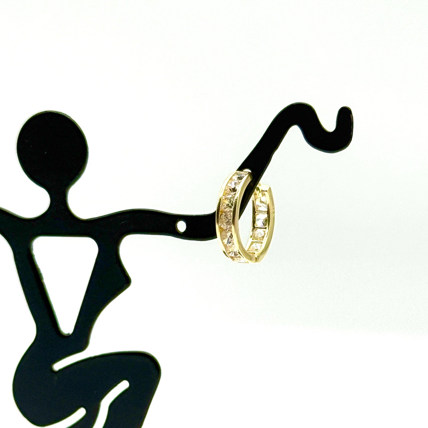 14K Yellow Gold CZ Small Hoop Earrings 0.25” Hoops 1.7 Grams