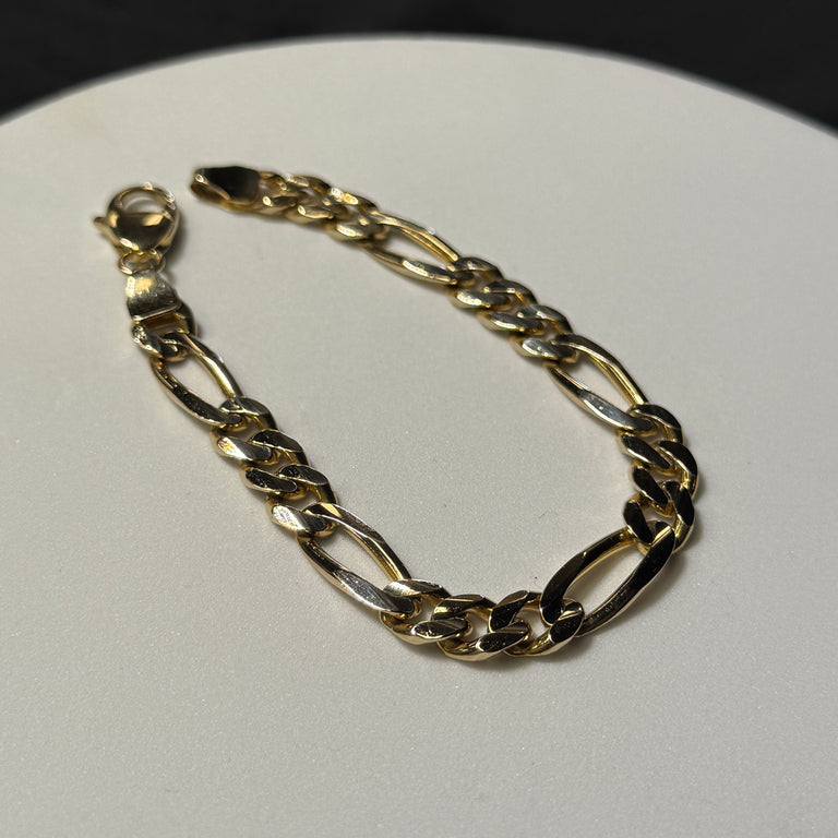 14K Yellow Gold 28.9 Grams 8.4mm Figaro Link