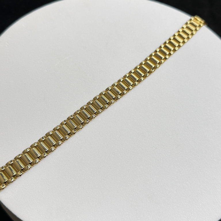 14K Yellow Gold 24.8 Grams 8” Rolex Style Bracelet
