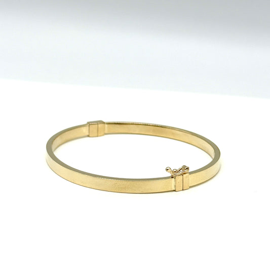 14K Yellow Gold Polished Bangle Bracelet 4mm 5 Inch 6.7g