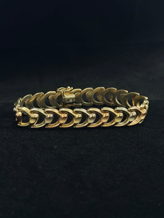 14K Three Tone Gold Wishbone 7” Bracelet