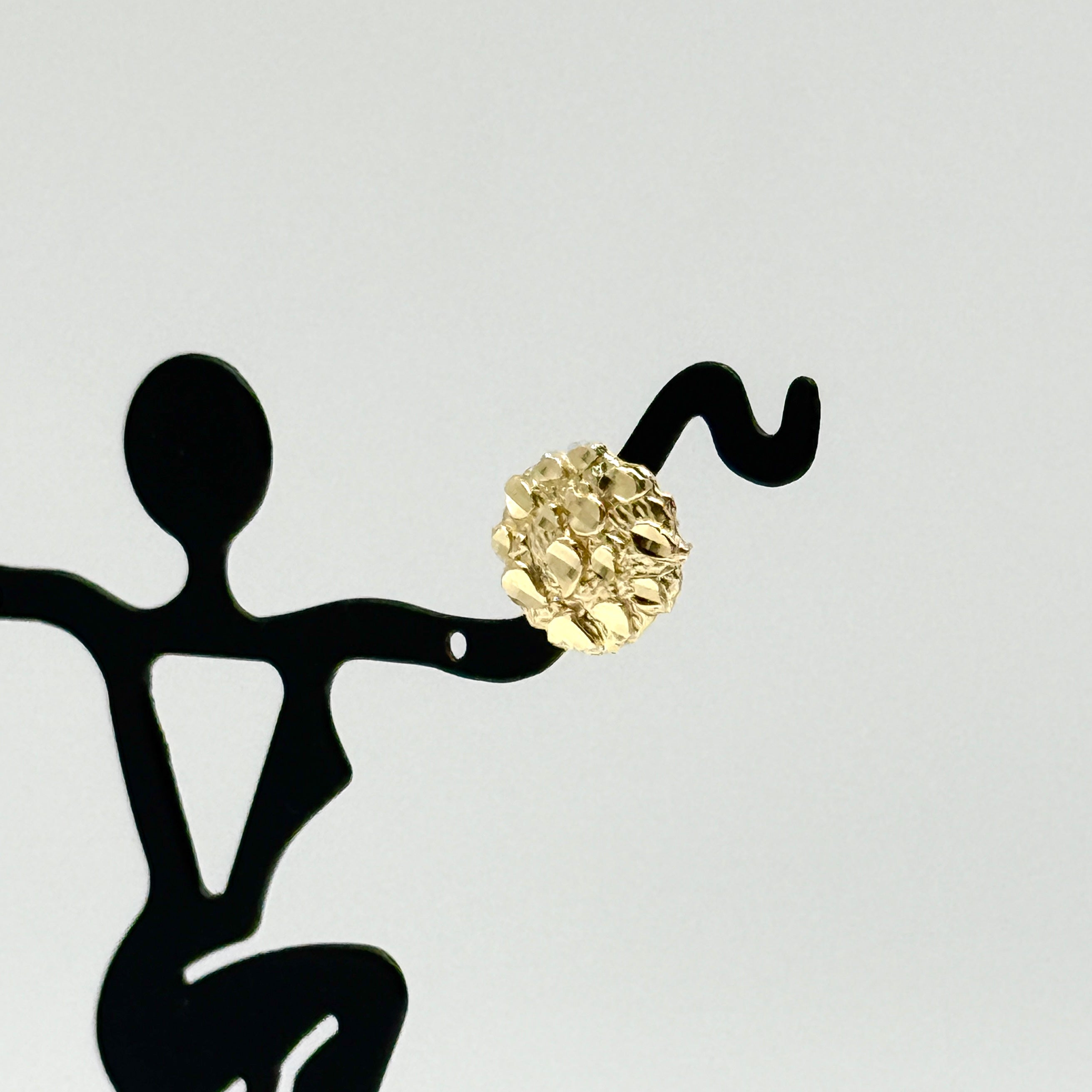 14K Yellow Gold Nugget Earrings 12mm Round Textured Gold Studs 1.5 Grams