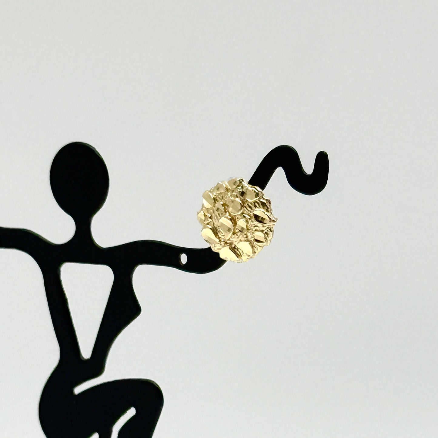 14K Yellow Gold Nugget Earrings 12mm Round Textured Gold Studs 1.5 Grams
