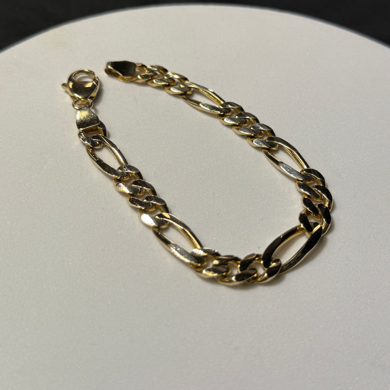 14K Yellow Gold 28.9 Grams 8.4mm Figaro Link