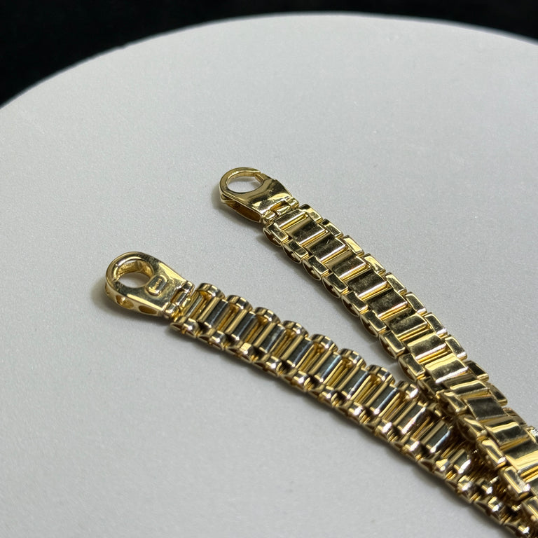 14K Yellow Gold 24.8 Grams 8” Rolex Style Bracelet