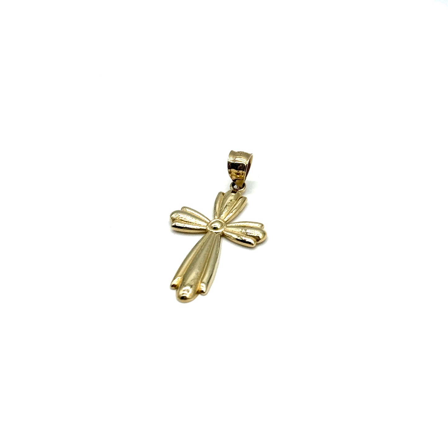 14K Yellow Gold Cross Pendant 1.5” Polished Religious Charm 2.1 Grams