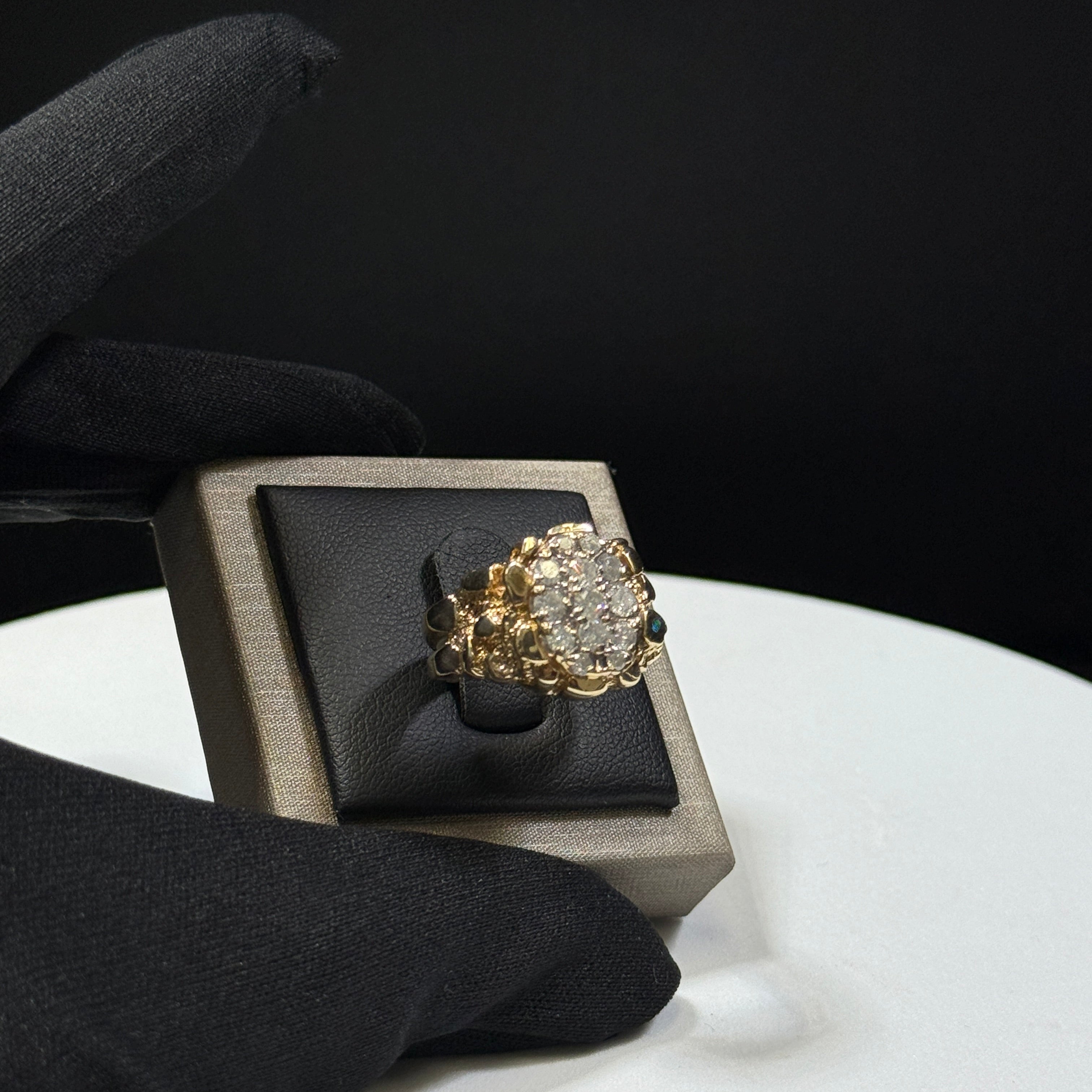 10K Yellow Gold Diamond Nugget Ring 7.8g – Size 7.5 (.86ctw)