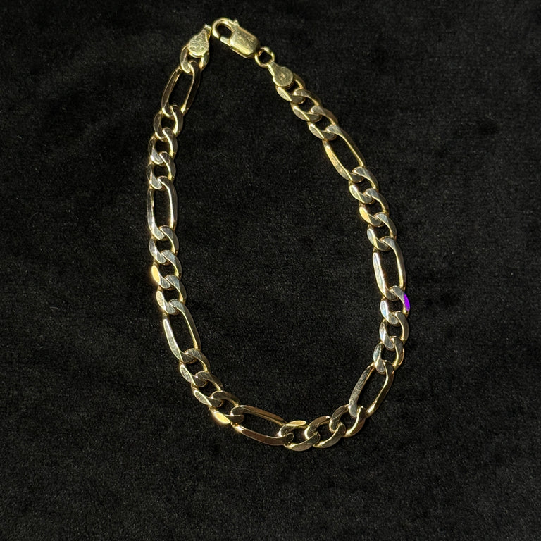 14K Yellow Gold 14.2 Grams 7MM 9.5” Figaro Bracelet