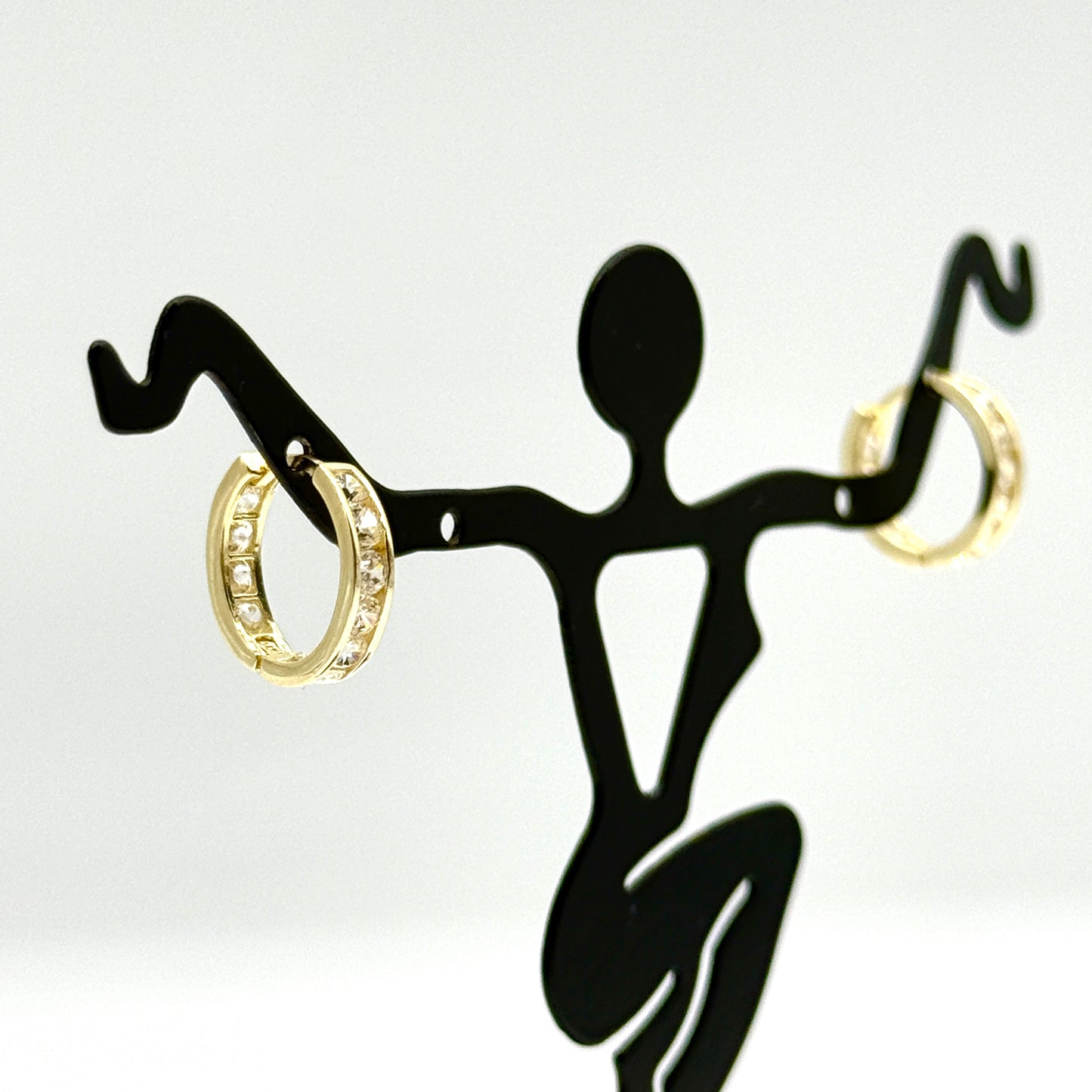 14K Yellow Gold CZ Small Hoop Earrings 0.25” Hoops 1.7 Grams