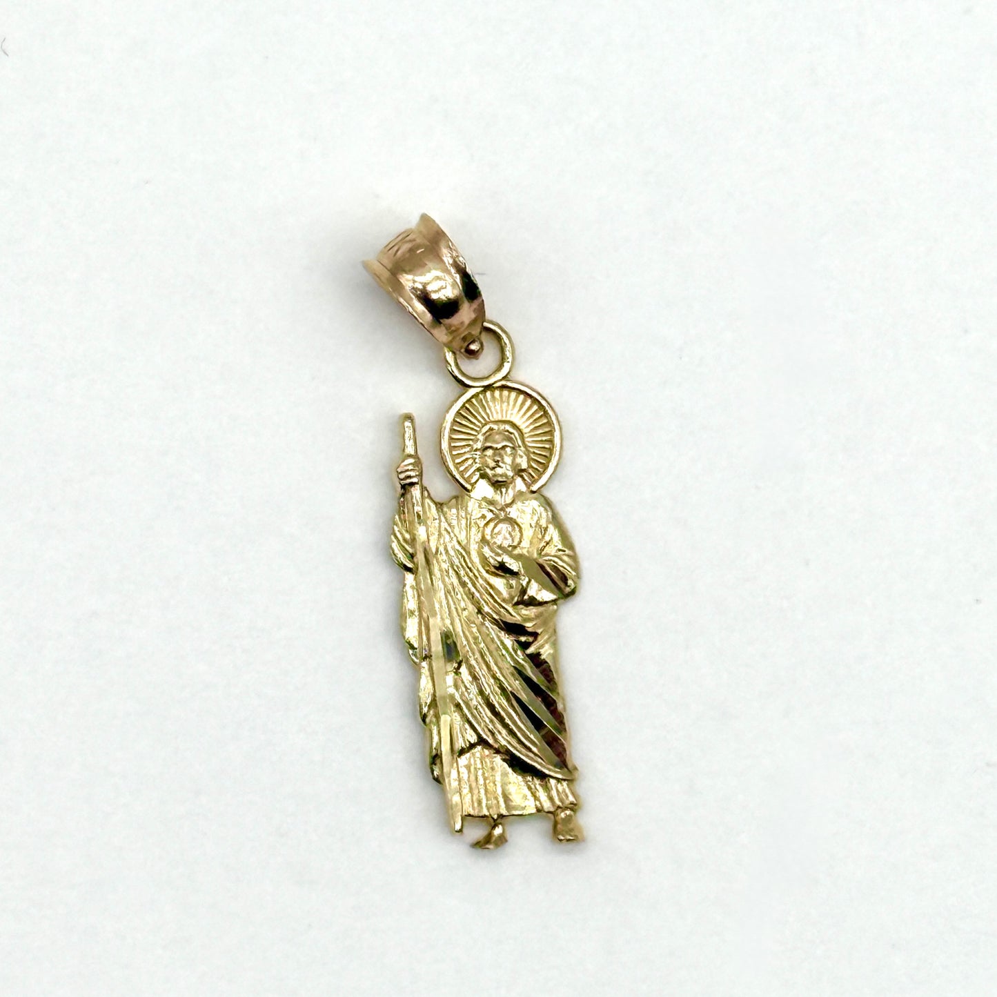 14K Yellow Gold San Judas Pendant 1” Saint Jude Charm Religious 1 Gram