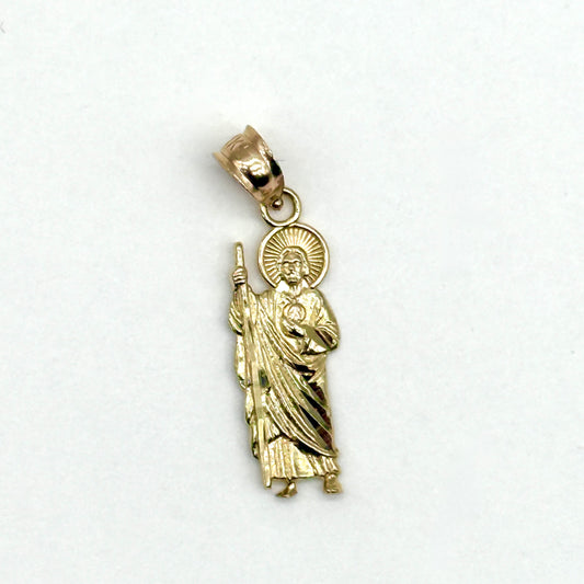 14K Yellow Gold San Judas Pendant 1” Saint Jude Charm Religious 1 Gram