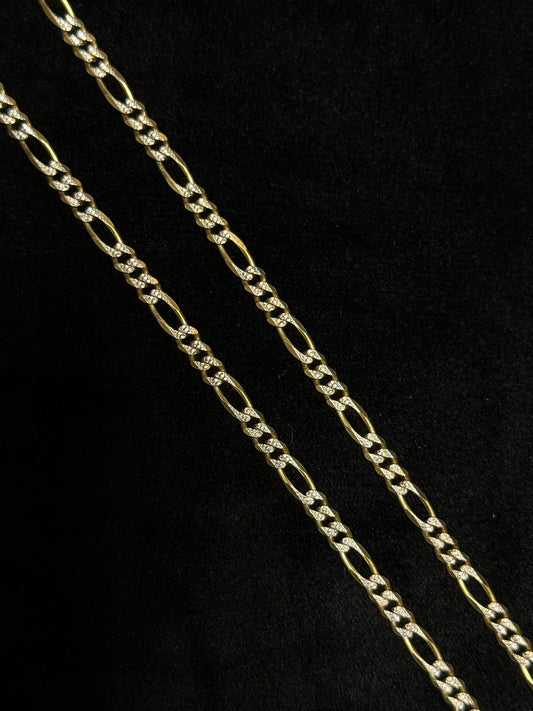 14K Two Tone Gold Figaro Diamond Cut 24” 14.8 grams Chain