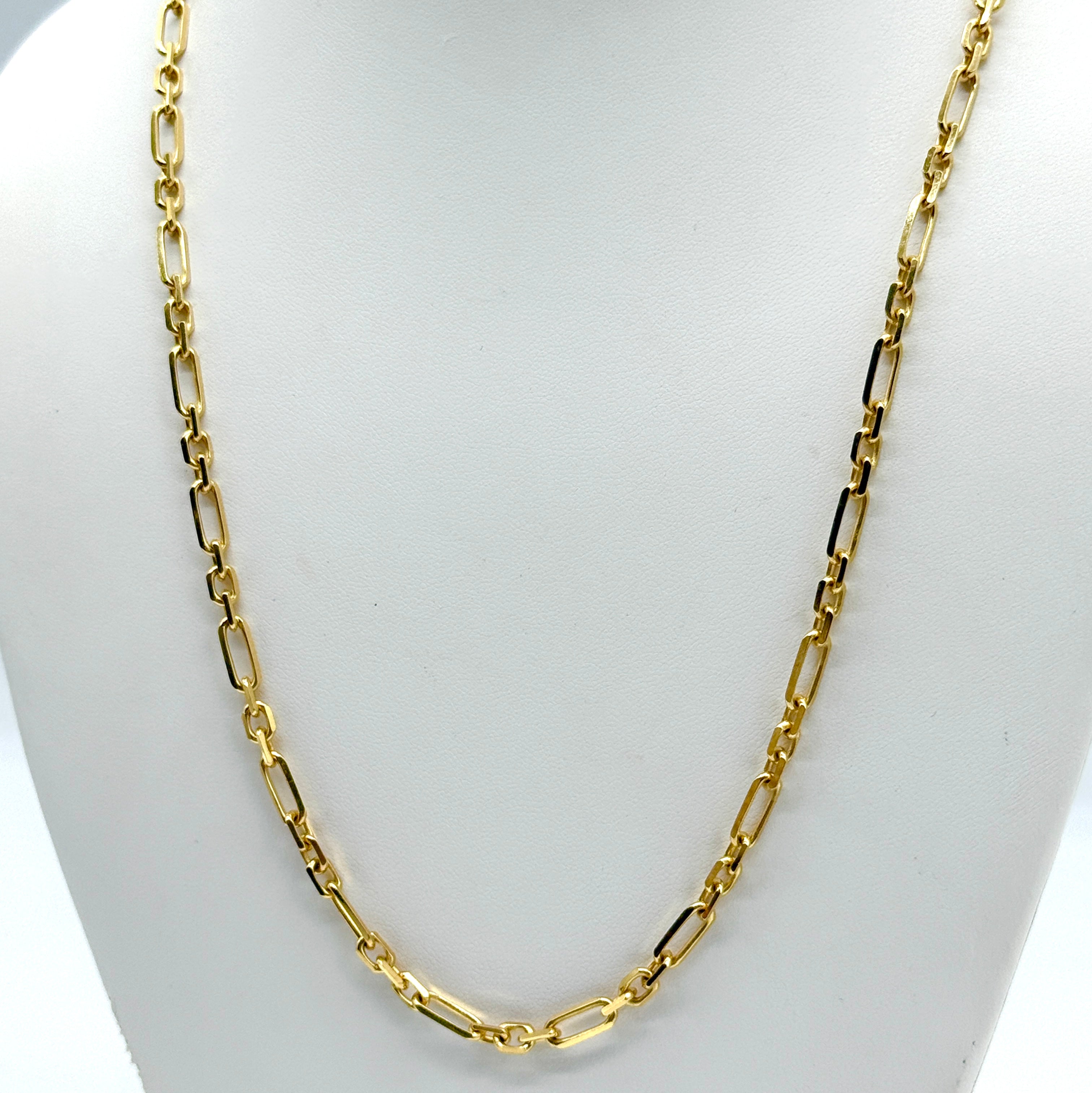 14K Yellow Gold Paperclip Link Chain 21 Inch 4.4mm 20.1 Grams Necklace
