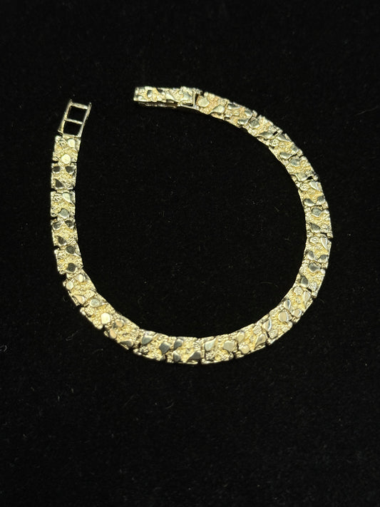 14K Yellow Gold 5.9mm Nugget Link 7” Bracelet
