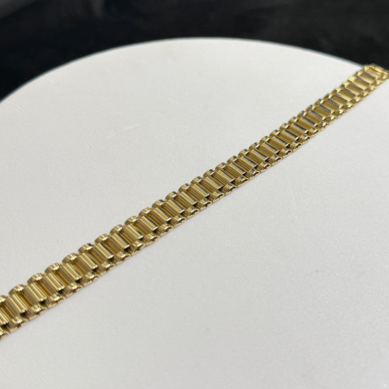 14K Yellow Gold 24.8 Grams 8” Rolex Style Bracelet