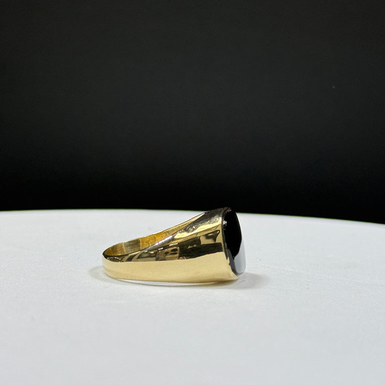 14K Yellow Gold Onyx Cabochon Ring 7.6g – Size 9