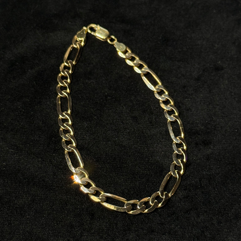14K Yellow Gold 14.2 Grams 7MM 9.5” Figaro Bracelet
