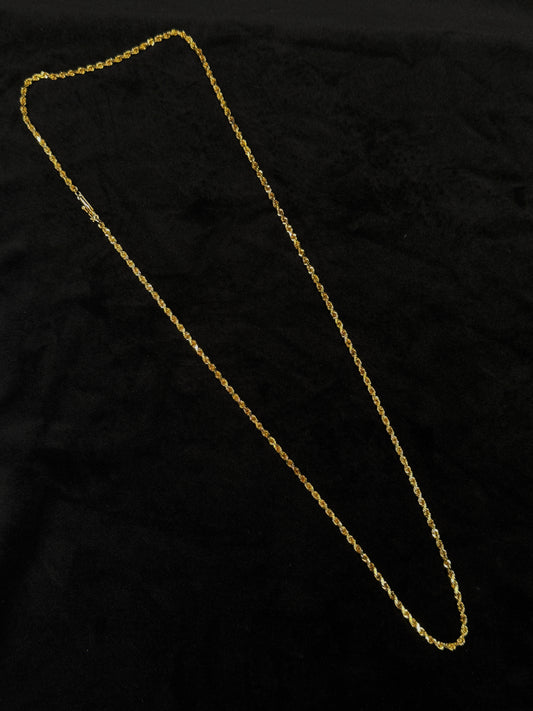14K Yellow Gold Rope Link 30” Chain