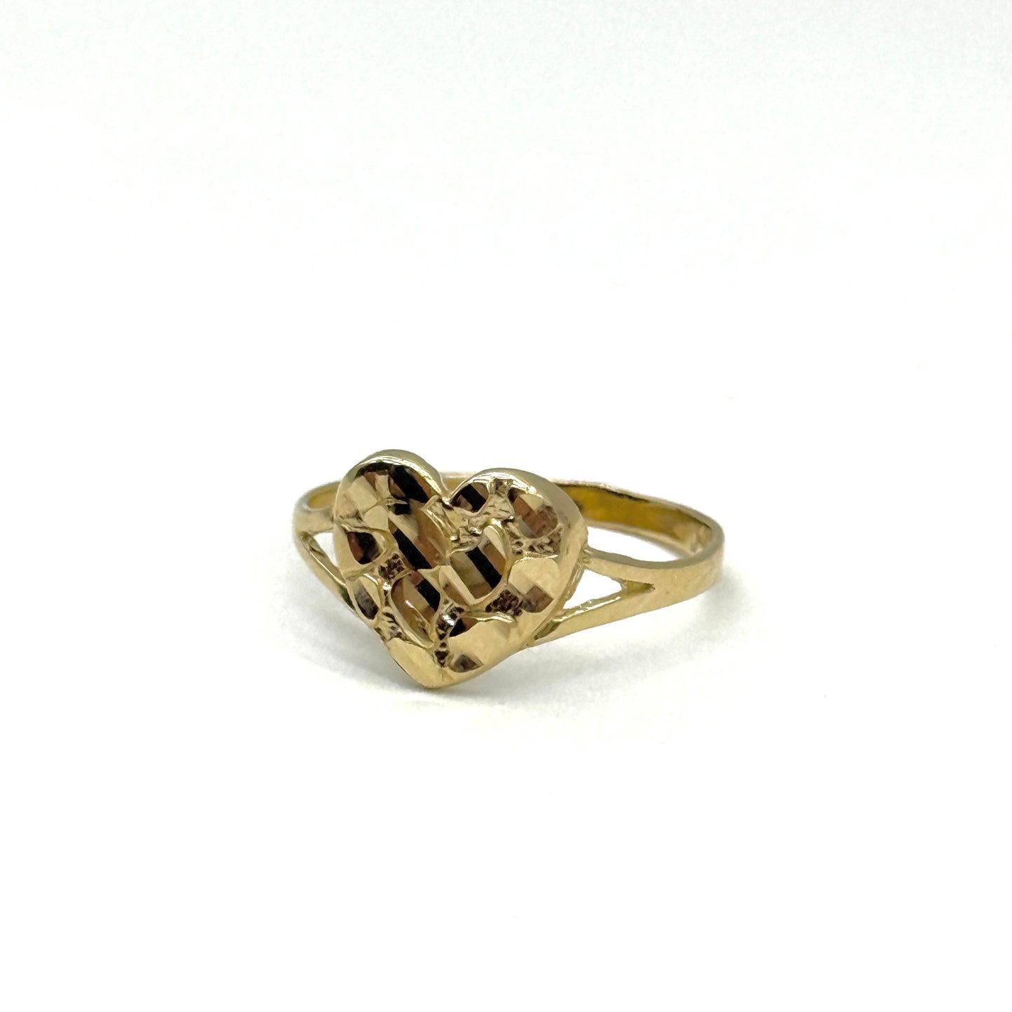 14K Yellow Gold Nugget Heart Ring Size 6.75 Textured Love Ring 1.3 Grams