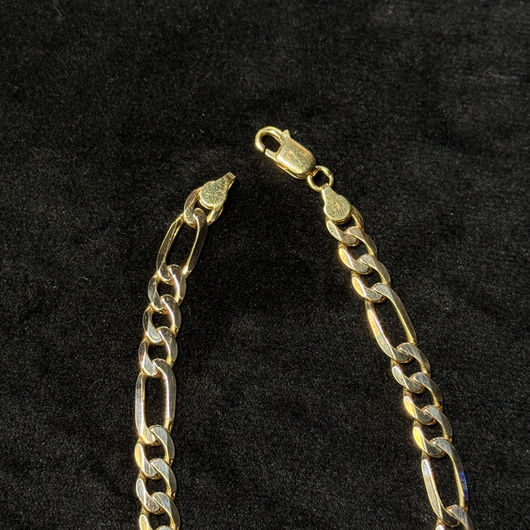 14K Yellow Gold 14.2 Grams 7MM 9.5” Figaro Bracelet