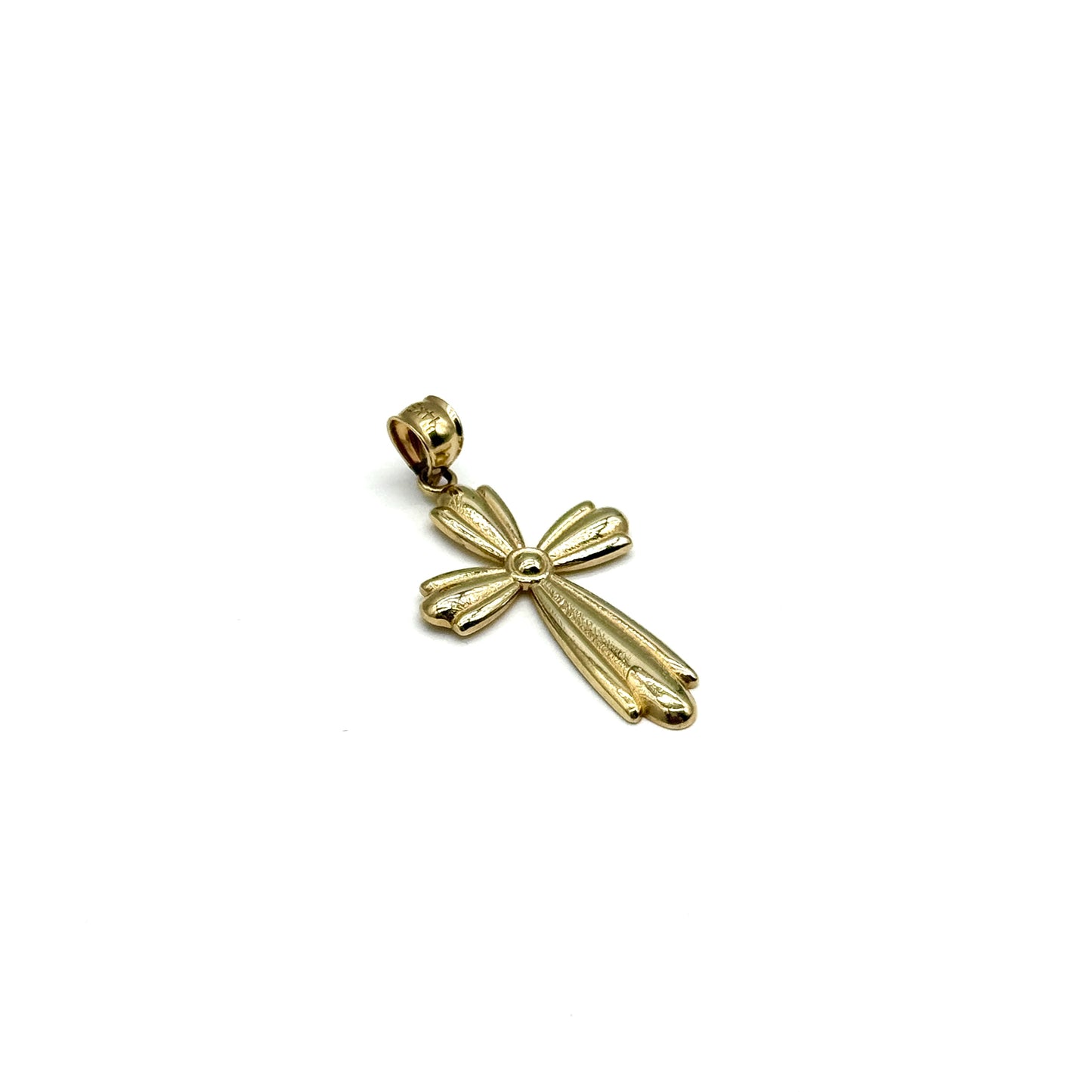 14K Yellow Gold Cross Pendant 1.5” Polished Religious Charm 2.1 Grams