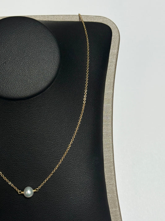 14K Yellow Gold Set Pearl 17” Necklace