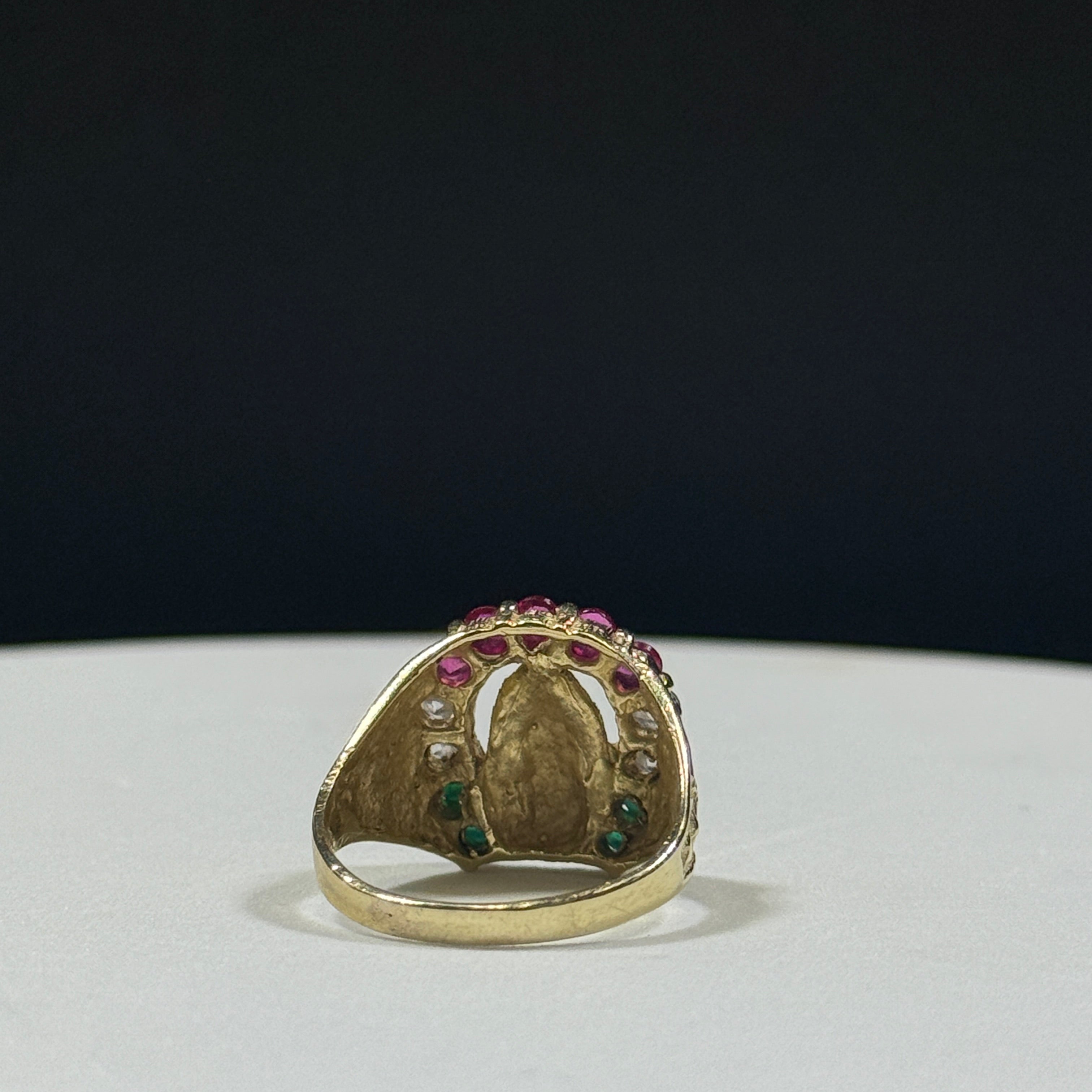 14K Yellow Gold 6.9G Religious Horseshoe Ring Size 10