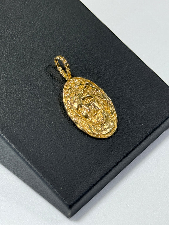 14K Yellow Gold 4G Oval Jesus Christ Pendant
