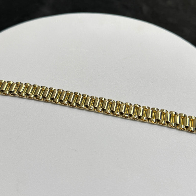 14K Yellow Gold 24.8 Grams 8” Rolex Style Bracelet